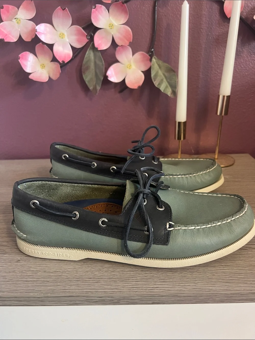 Sperry Two-Tone Teal and Navy Leather Boat Shoes